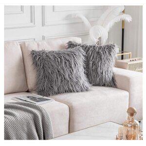 IKEA GREY SHAGGY DECORATIVE PILLOW